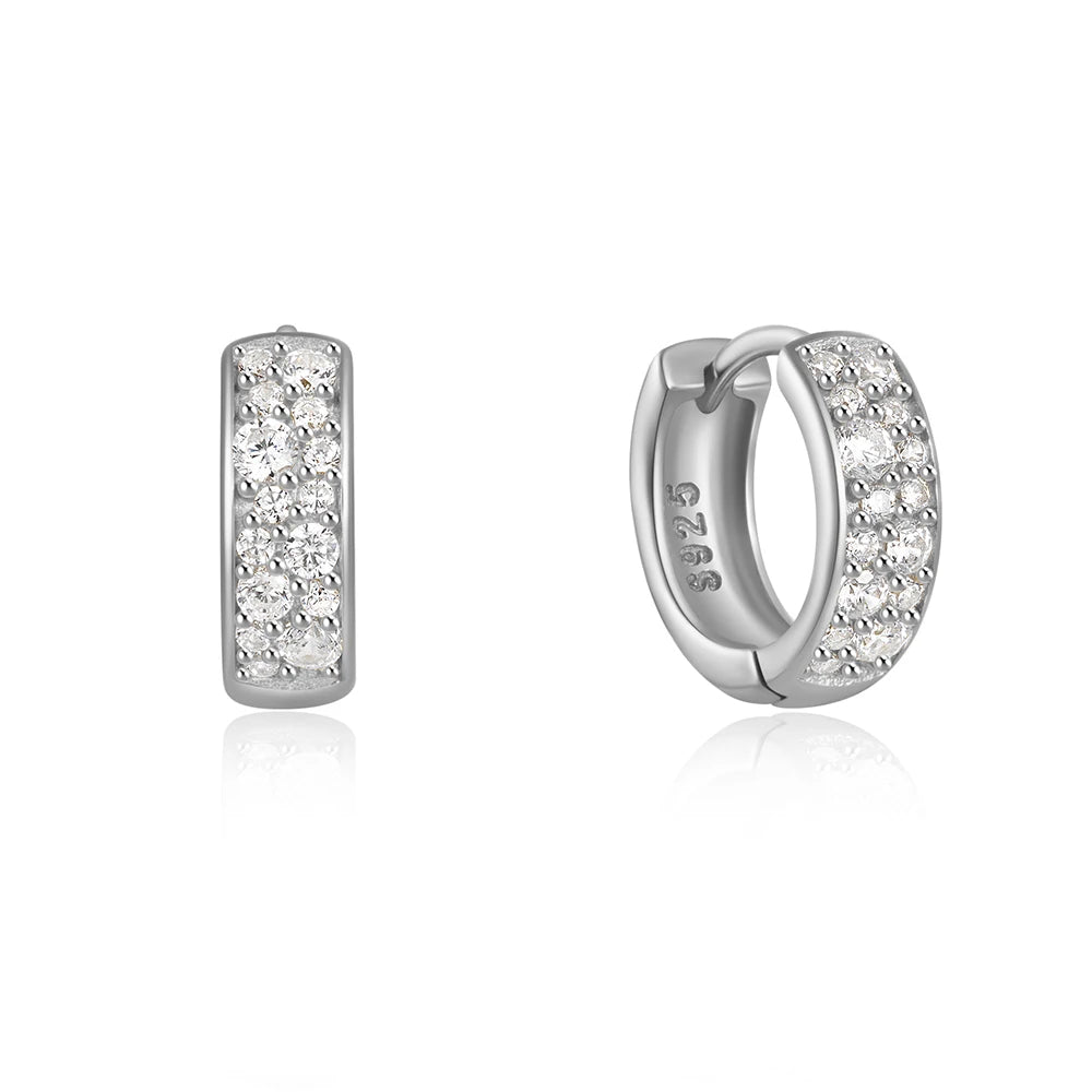 925 Sterling Silver Three Heart Blue White Zircon Hoop Earrings For Women 18k Gold Ins Fine Jewelry For Engagement Gift
