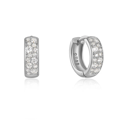 925 Sterling Silver Three Heart Blue White Zircon Hoop Earrings For Women 18k Gold Ins Fine Jewelry For Engagement Gift