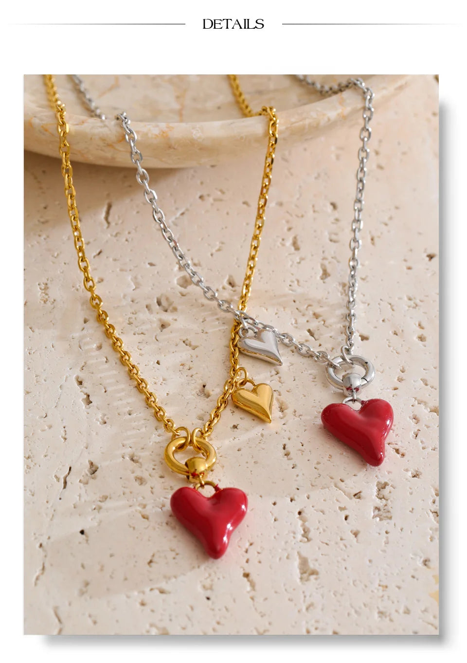 Enamel Heart Drop Necklace product image 14 of 16