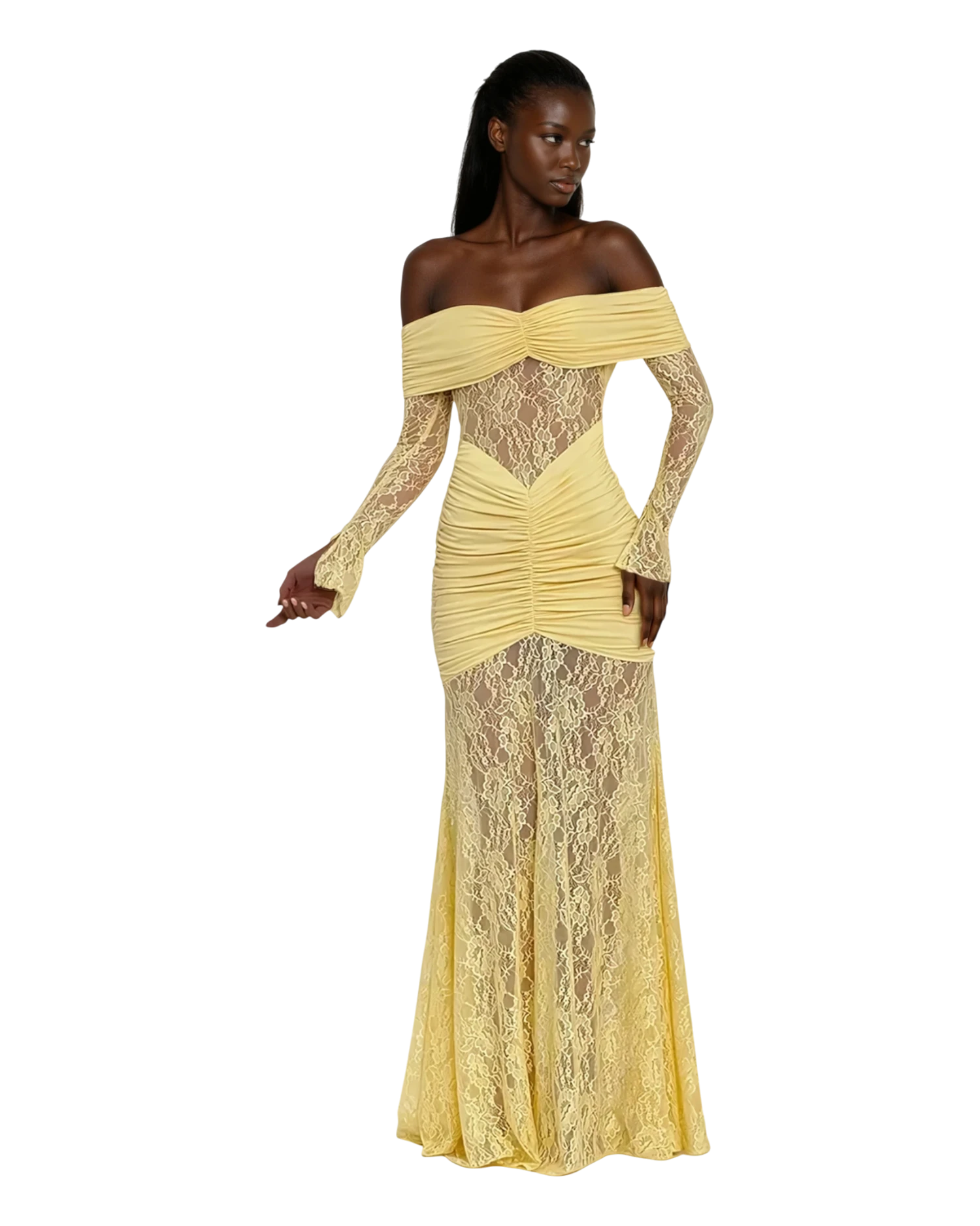 Lace Maxi Dress - Off Shoulder Party / Mabel Love Co Coffee / S Lace Maxi Dress - Off Shoulder Party / Mabel Love Co Coffee / S