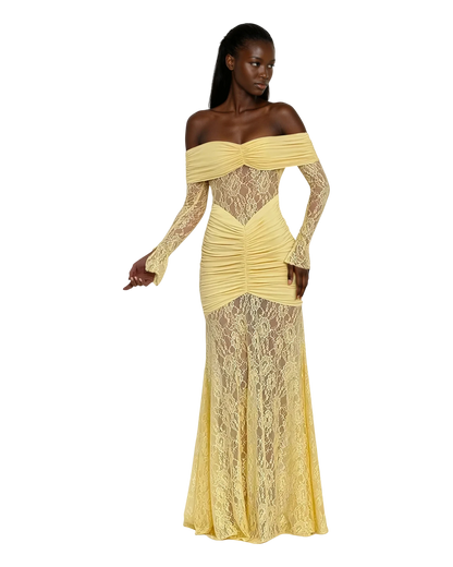 Lace Maxi Dress - Off Shoulder Party