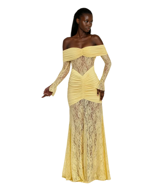 Lace Maxi Dress - Off Shoulder Party - model wearing apparel & accessories