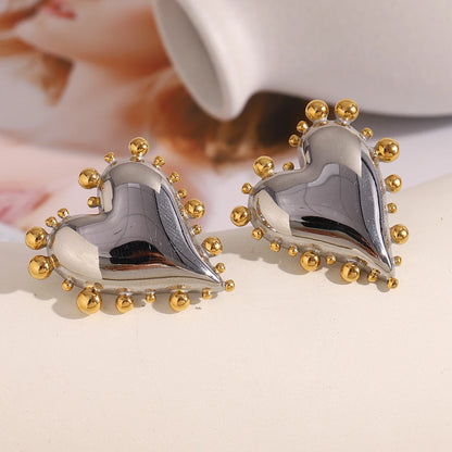 Mixed Color Heart-shaped Stud Earrings