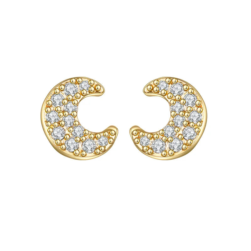 Gold silver color Stud Hoop Earrings for Women Cubic Zirconia Drop Earring Chain Circle earrings 20022 Jewelry