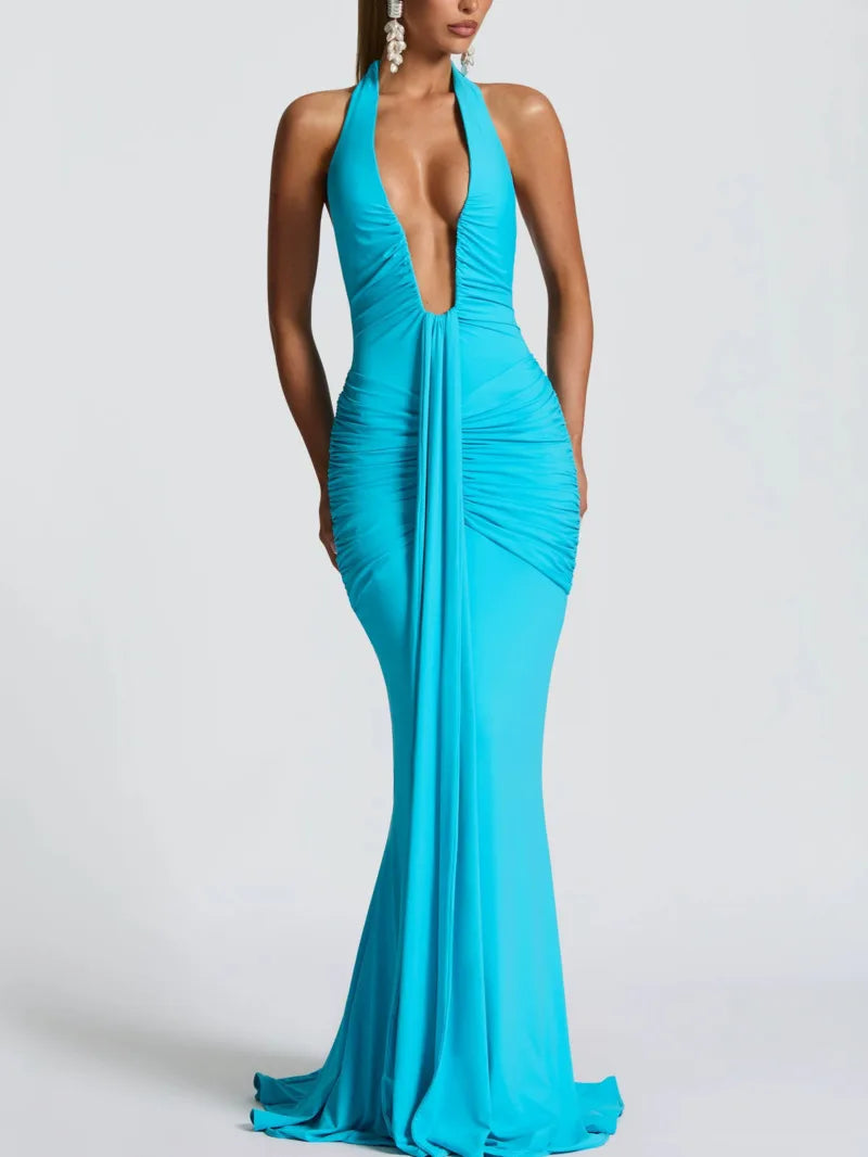 Dress - White V-Neck Sleeveless Maxi