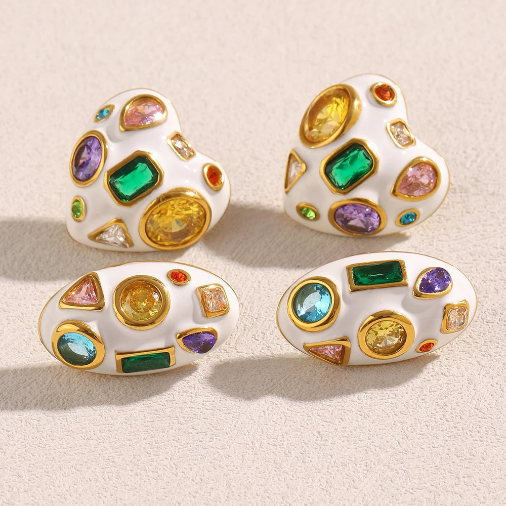 Colorful Geometric Zircon Earrings – Party Statement Jewelry