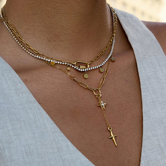 Diamond Quadrangle Pendant Necklace - Classic Style - lifestyle photo