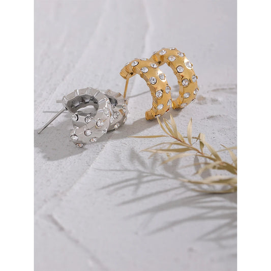 Gold CZ Huggie Earrings - lifestyle photo