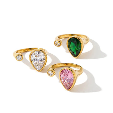 Pear Stone Open Ring
