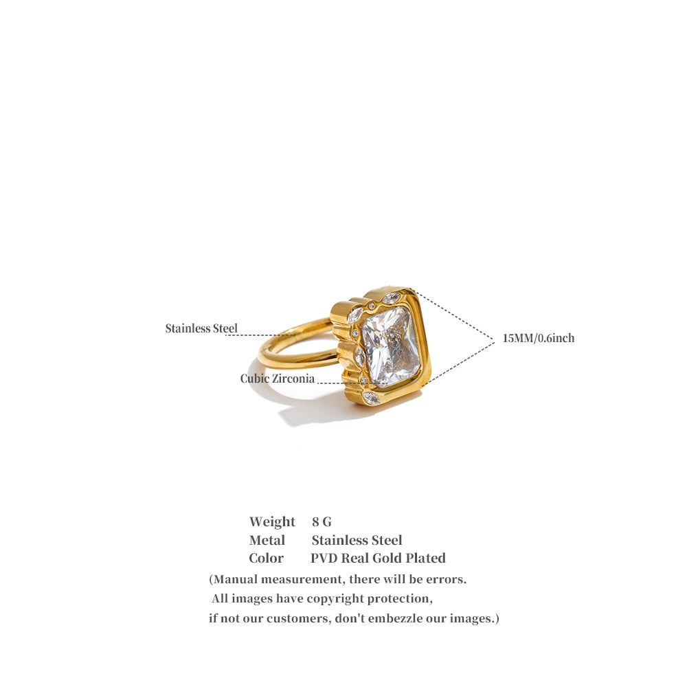 Rectangle Crystal Statement Ring