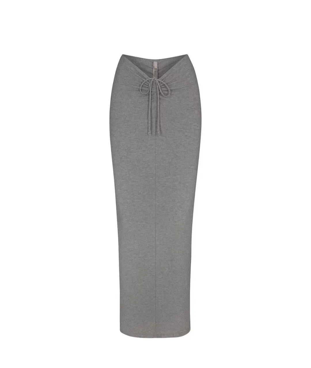 Kim Kardashian's Gray High-Waisted Mid-Length Skirt with Hip Wrap