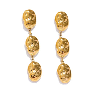 Gold Hammered Drop Dangle Earrings