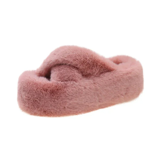 Fluffy Cotton Geometric Winter Slippers