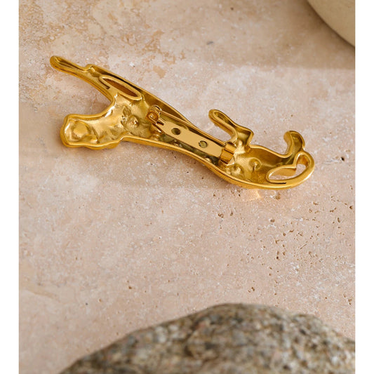 Golden Stainless Steel Zirconia Geometric leopard Brooch