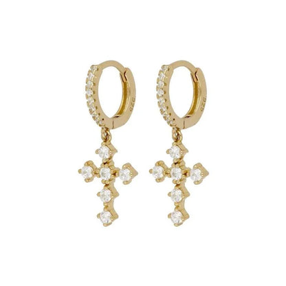 Gold silver color Stud Hoop Earrings for Women Cubic Zirconia Drop Earring Chain Circle earrings 20022 Jewelry