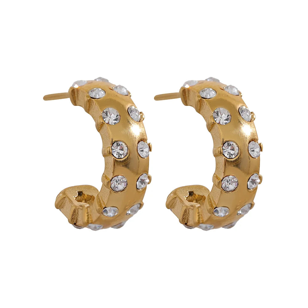 Gold CZ Huggie Earrings