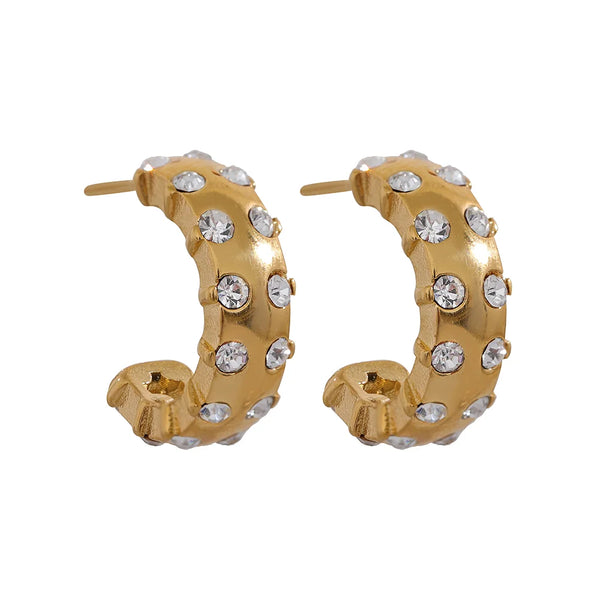 Gold CZ Huggie Earrings - main product image