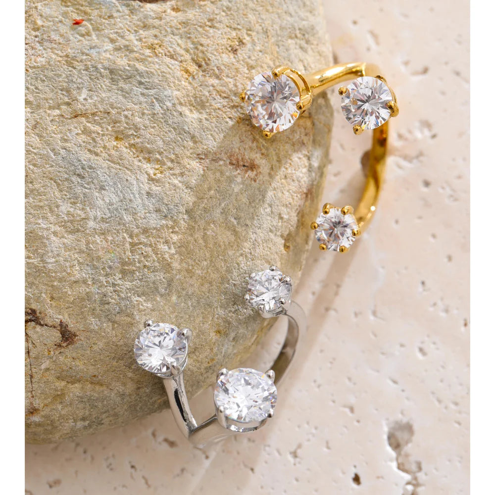 Lucie Cubic Zirconia Adjustable Ring Stainless Steel Gift