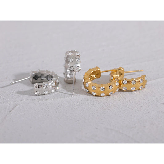 Gold CZ Huggie Earrings - additional view 5