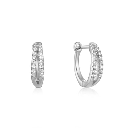 925 Sterling Silver Three Heart Blue White Zircon Hoop Earrings For Women 18k Gold Ins Fine Jewelry For Engagement Gift