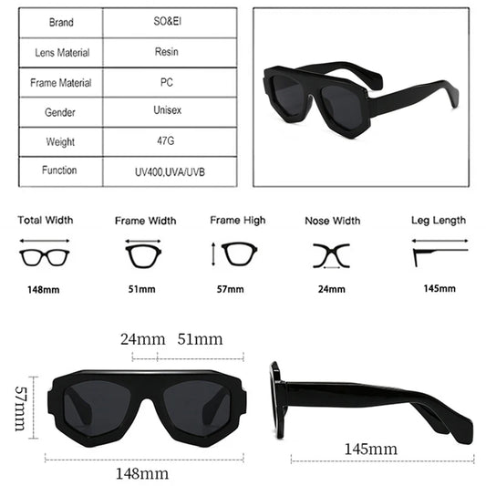 Irregular Square Sunglasses - Retro Shades UV400 - additional view 11