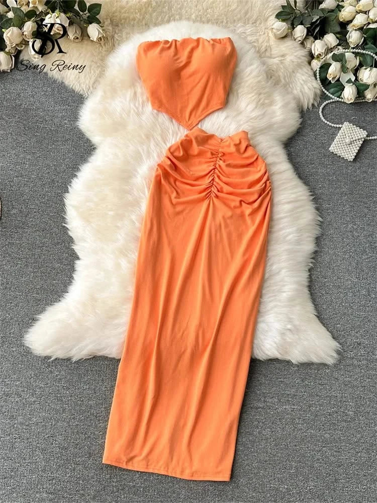 Conjunto playero sin tirantes – Brunch Chic y sexy