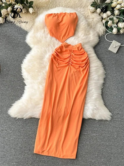 Conjunto playero sin tirantes – Brunch Chic y sexy