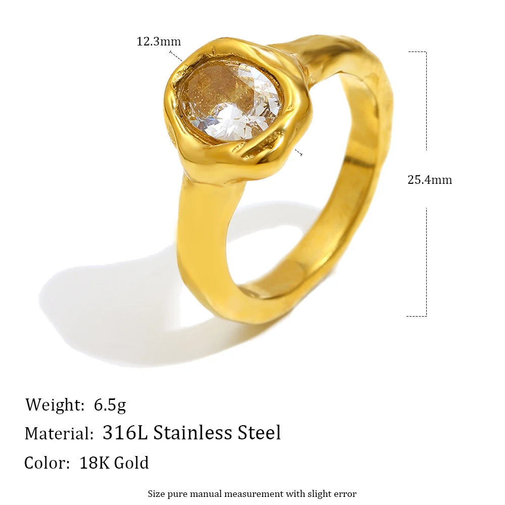 Zircon Stainless Steel Tarnish Free Ring
