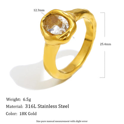 Zircon Stainless Steel Tarnish Free Ring