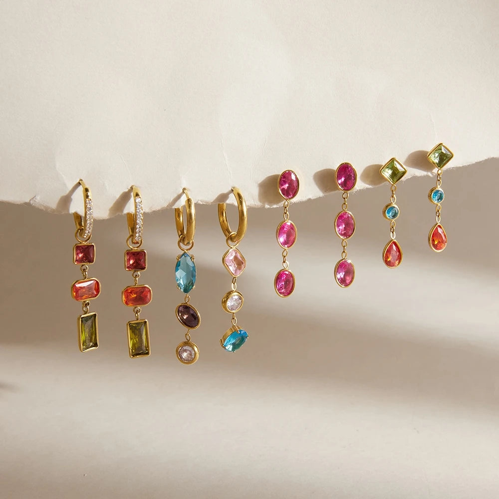 Multicolor Geometric Drop Earrings