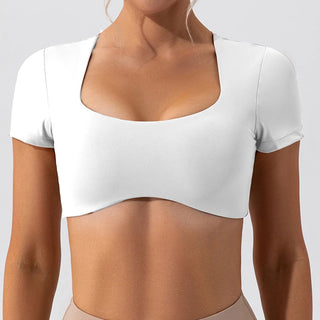White Fitness Slim Fit Crop Top Shirt