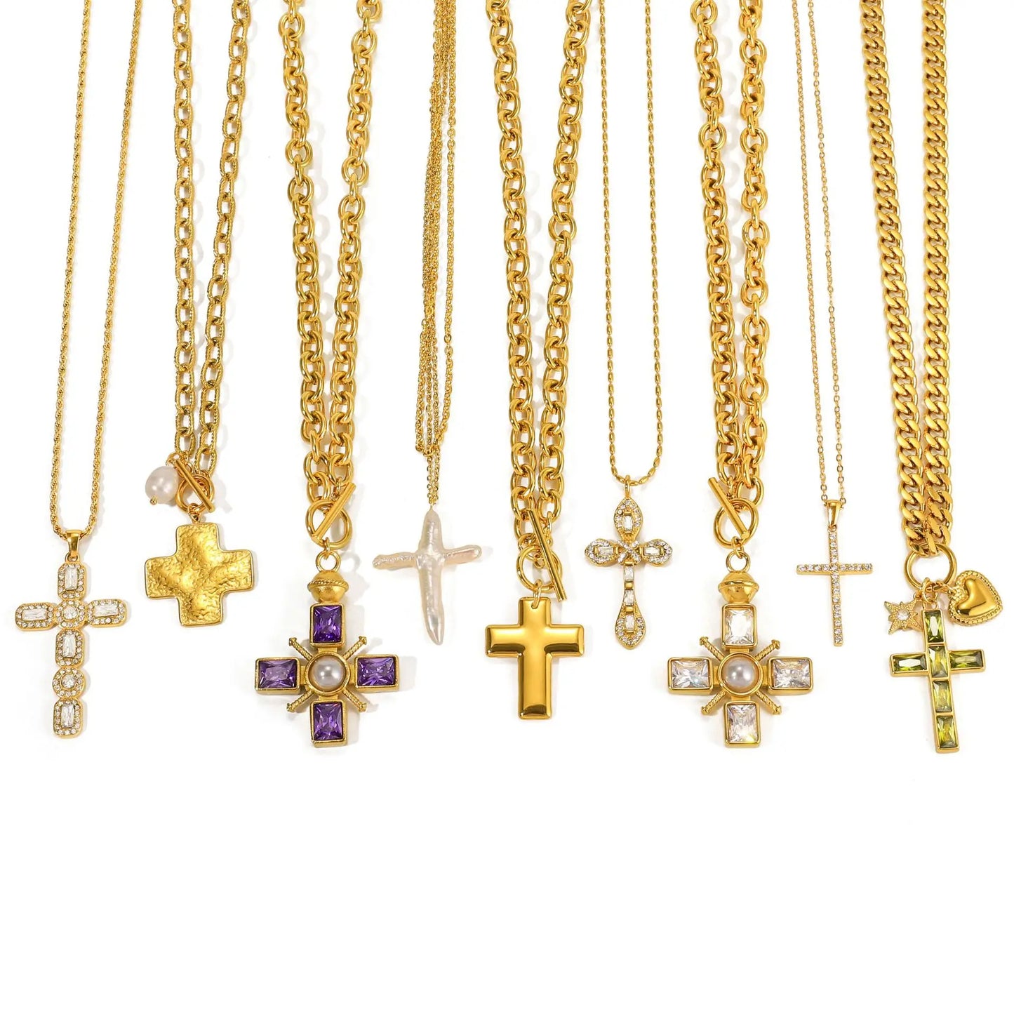 Sophia Green Heart Pendant Stainless Steel Necklace - detail shot