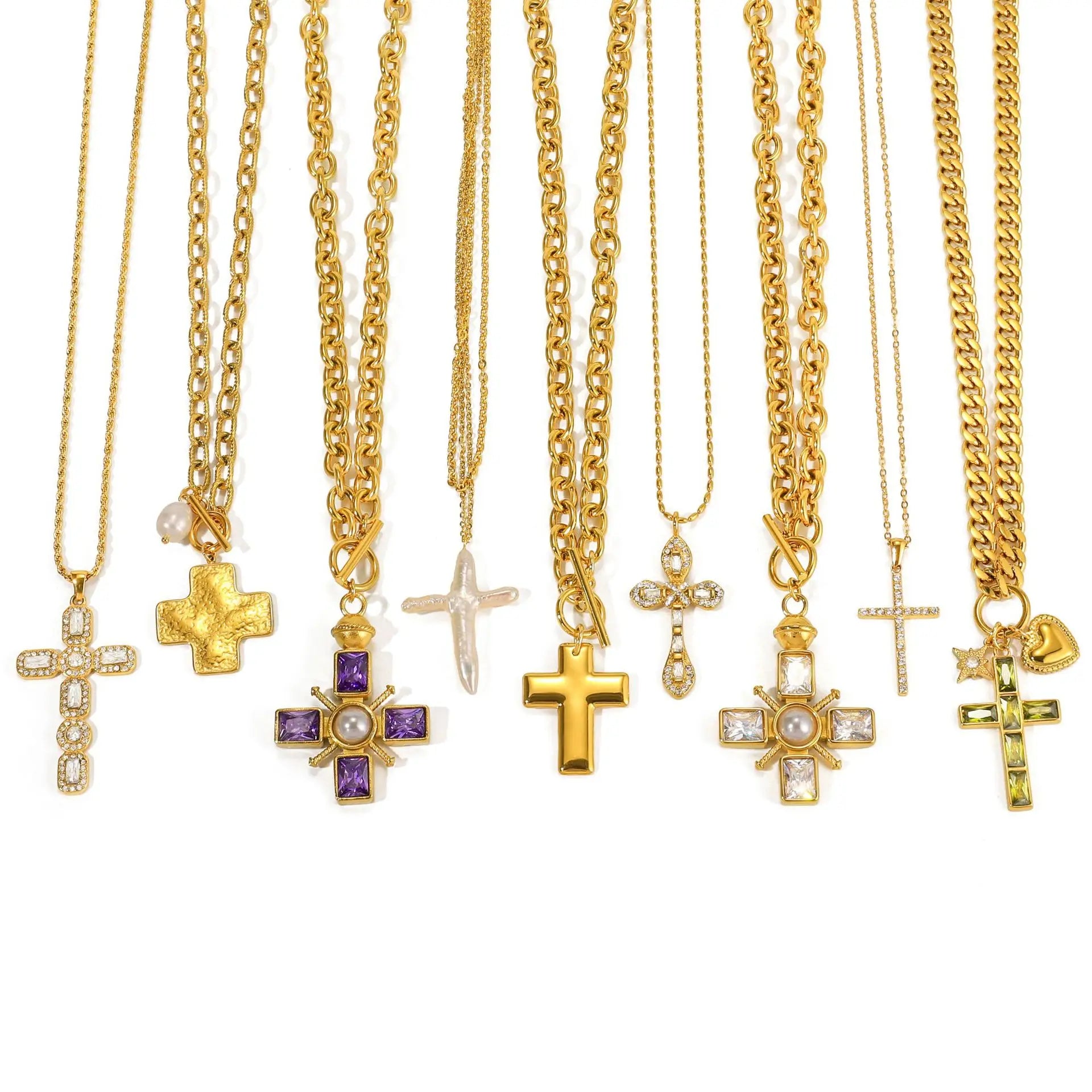 Sophia Green Heart Pendant Stainless Steel Necklace - detail shot