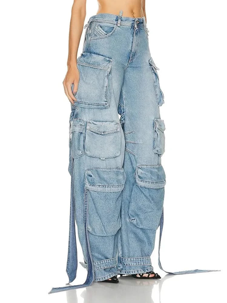 Pantalones cargo de mezclilla para mujer