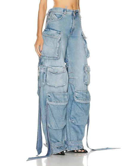 Pantalones cargo de mezclilla para mujer
