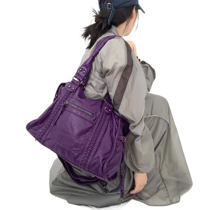 Purple Braided Crossbody Tote