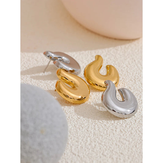 Geometric Stainless Steel Earrings - close up of jewelry details