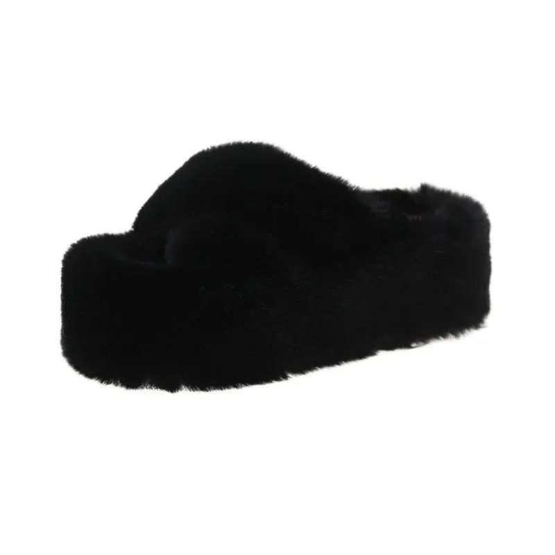 Fluffy Cotton Geometric Winter Slippers