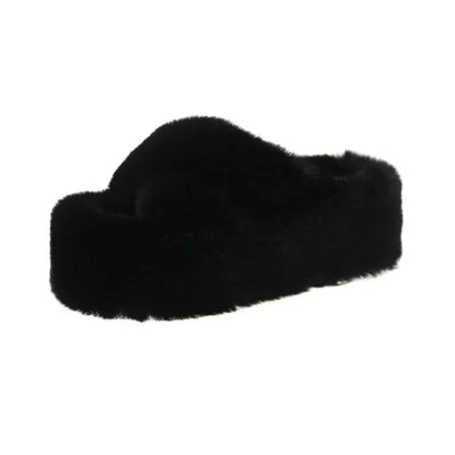 Fluffy Cotton Geometric Winter Slippers
