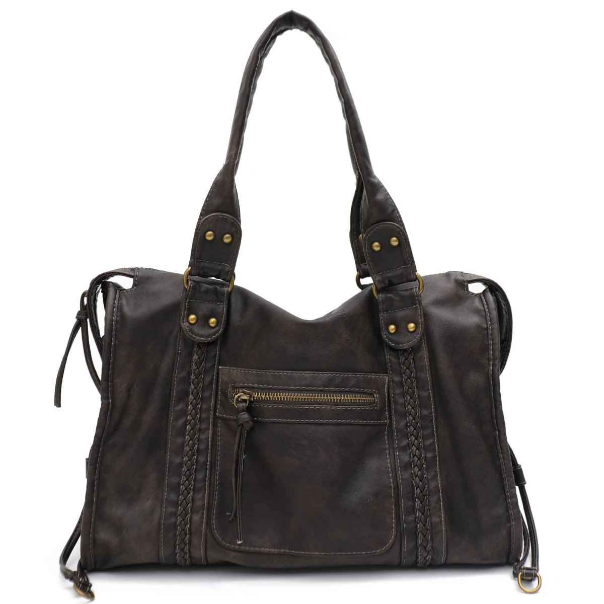 Washed PU Shoulder Tote Bag
