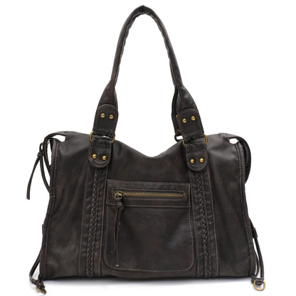 Washed PU Shoulder Tote Bag