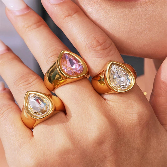 5A Zircon Water Drop Rings – Elegant Party Jewelry