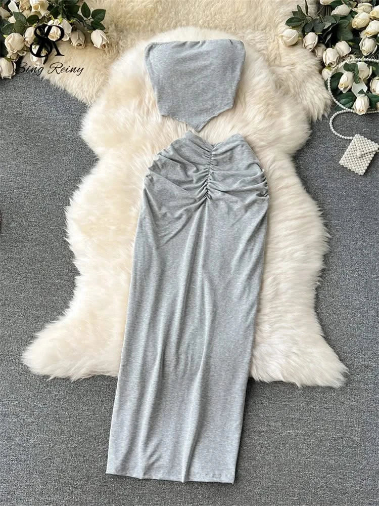 Conjunto playero sin tirantes – Brunch Chic y sexy