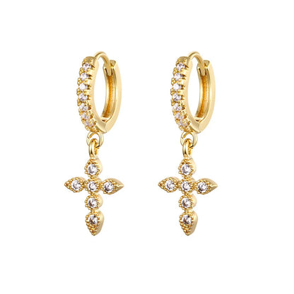 Gold silver color Stud Hoop Earrings for Women Cubic Zirconia Drop Earring Chain Circle earrings 20022 Jewelry