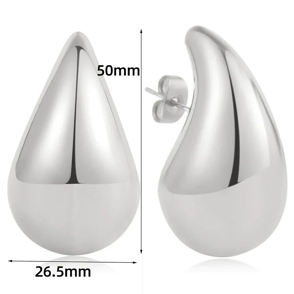 Medium Size details of Silver Oversize Drop Earrings