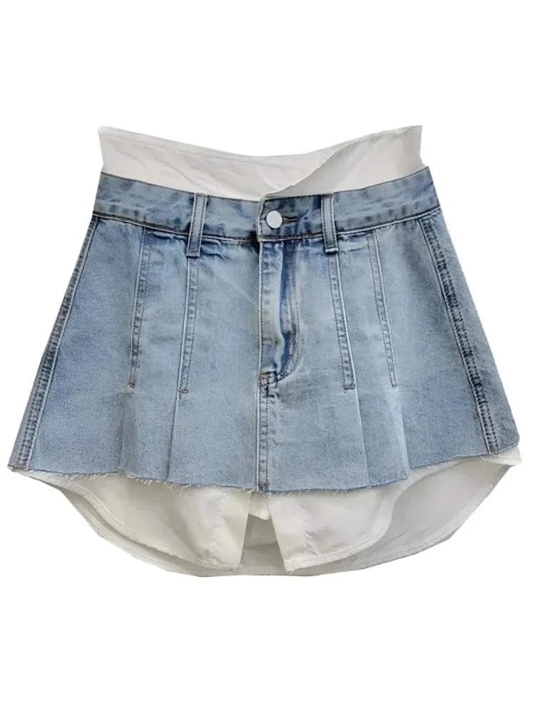 Splicing Denim Mini Skirt