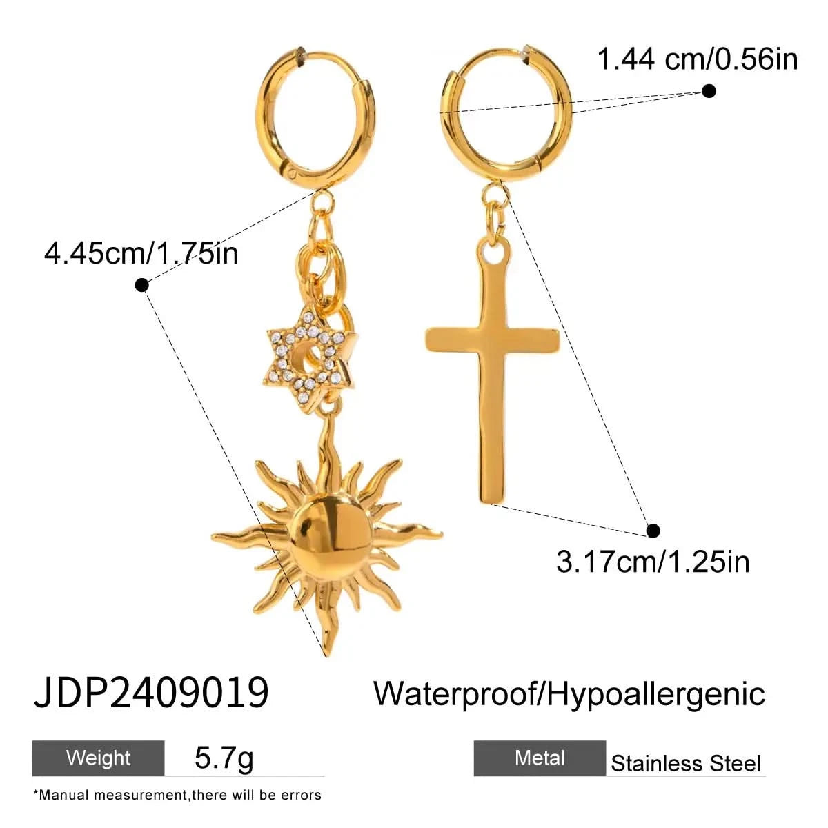 Sunflower Shoe Charm Earrings-Gold Plated, Rhinestone Hoops