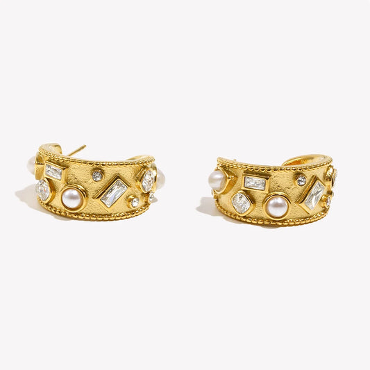Pearl Rhinestone Earrings