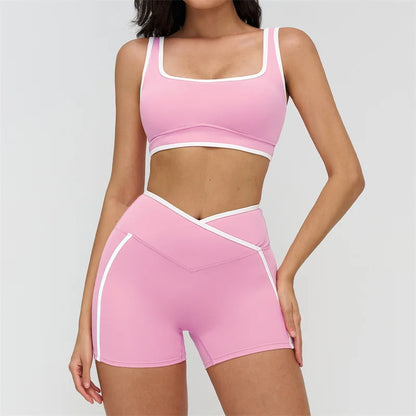 High Stretch Solid Yoga Shorts Set