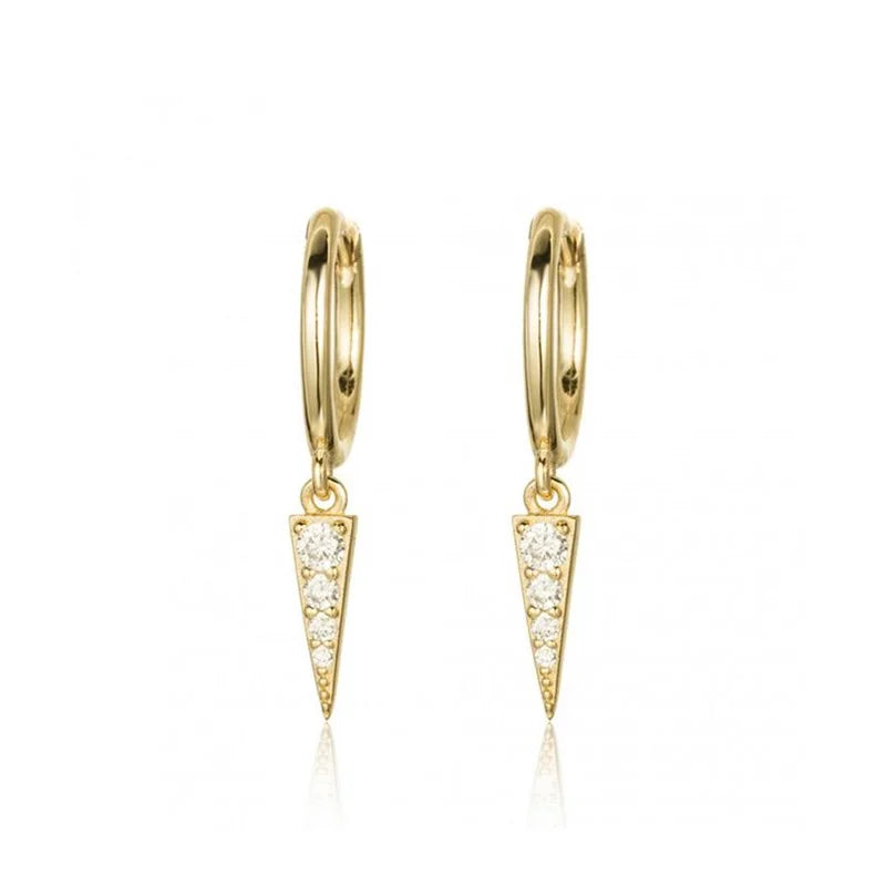 Gold silver color Stud Hoop Earrings for Women Cubic Zirconia Drop Earring Chain Circle earrings 20022 Jewelry